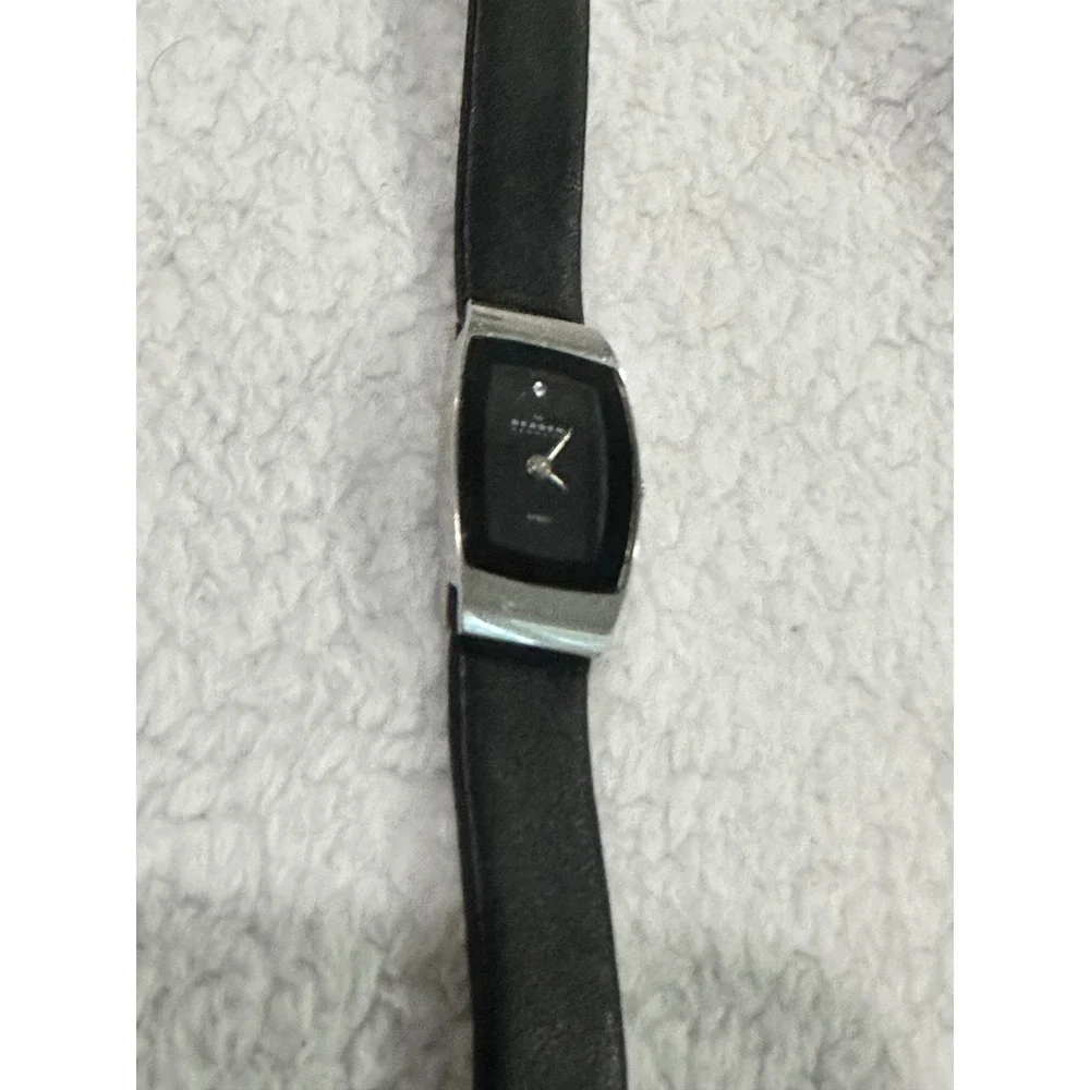 Skagen Denmark Women's Black Stainless Steel Leather Strap‎ Watch 271SSLB